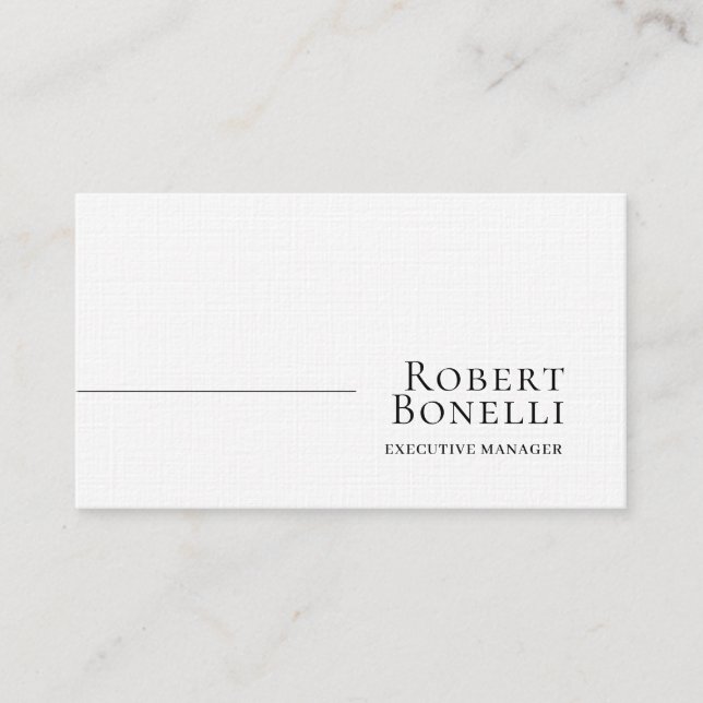 Minimalist Plain Black & White Modern Plain Business Card (Front)