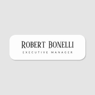 Minimalist Plain Black & White Modern Plain Name Tag