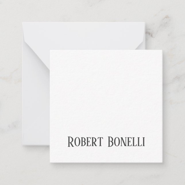 Minimalist Plain Black & White Modern Plain Note Card (Front)