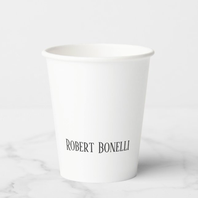 Minimalist Plain Black & White Modern Plain Paper Cups (Front)