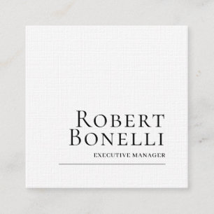 Minimalist Plain Black & White Modern Plain Square Business Card