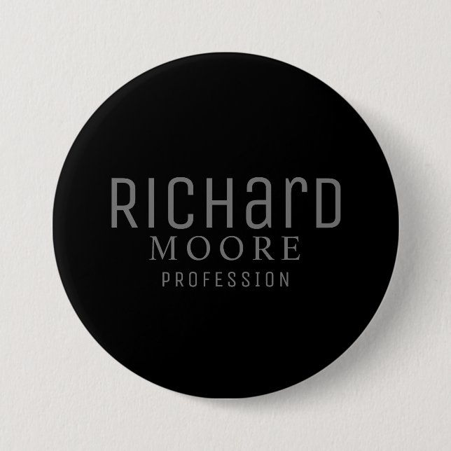 minimalist plain black white name button (Front)