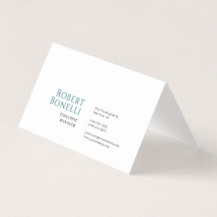 Minimalist Plain Blue & White Modern Business Card