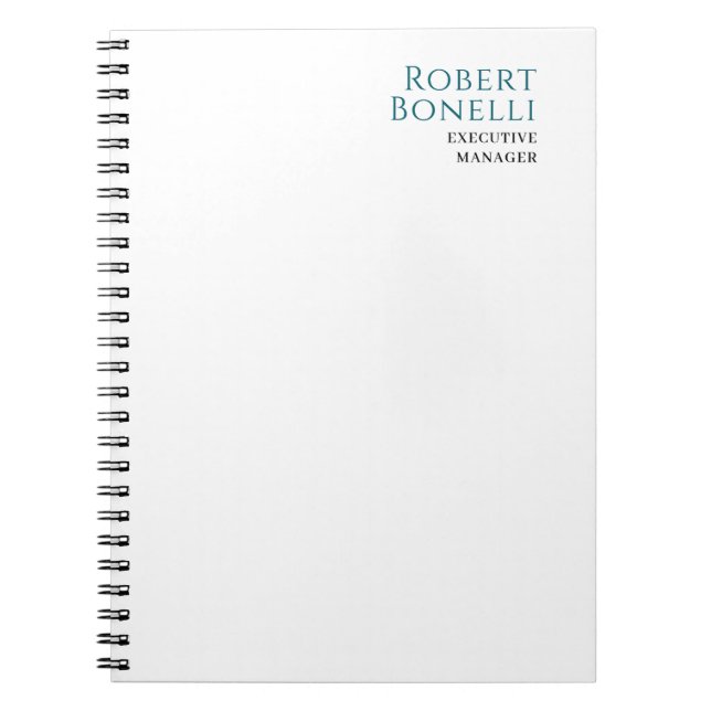 Minimalist Plain Blue & White Modern Notebook (Front)