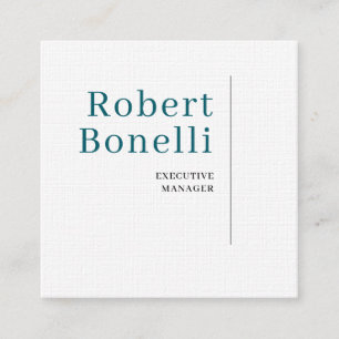 Minimalist Plain Blue & White Modern Plain Square Business Card
