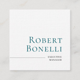 Minimalist Plain Blue & White Modern Plain Square Business Card