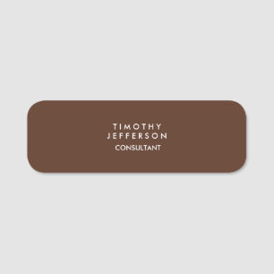 Minimalist Plain Brown Elegant Modern Name Tag