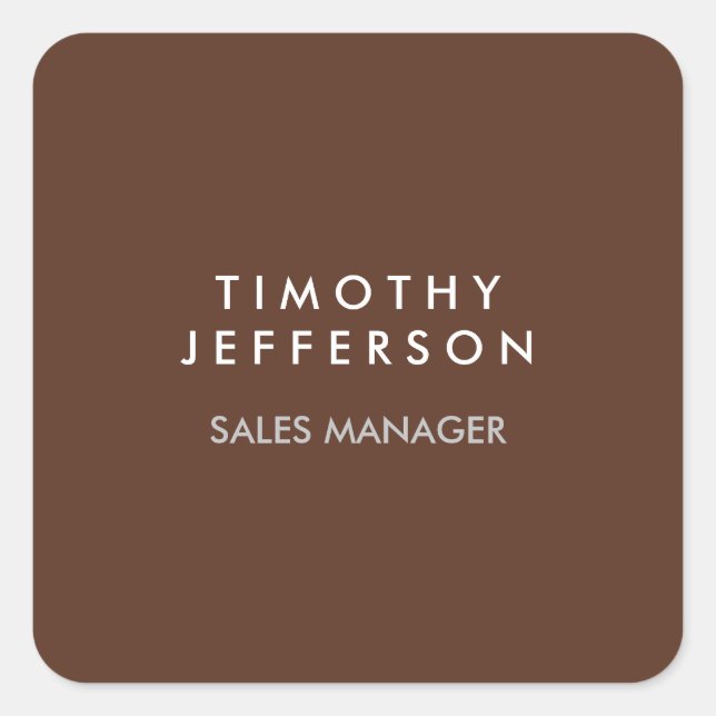 Minimalist Plain Brown Elegant Modern Square Sticker (Front)
