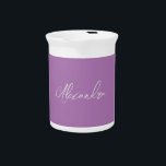 Minimalist Plain Calligraphy Own Name Lavender Beverage Pitcher<br><div class="desc">There's no need for confusion. A plain,  simple,  innovative design. This is you.</div>