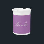 Minimalist Plain Calligraphy Own Name Lavender Beverage Pitcher<br><div class="desc">There's no need for confusion. A plain,  simple,  innovative design. This is you.</div>