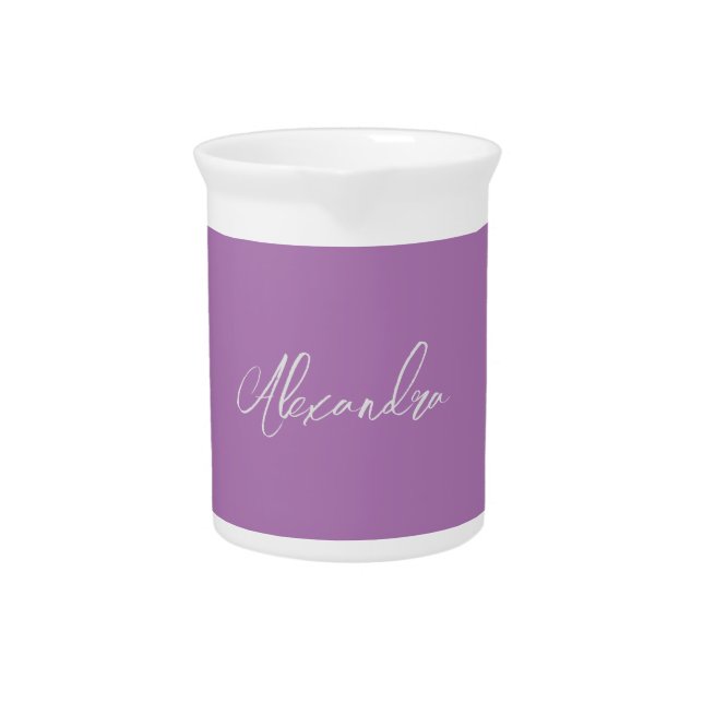 Minimalist Plain Calligraphy Own Name Lavender Beverage Pitcher (Front)