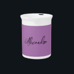 Minimalist Plain Calligraphy Own Name Lavender Beverage Pitcher<br><div class="desc">There's no need for confusion. A plain,  simple,  innovative design. This is you.</div>