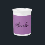 Minimalist Plain Calligraphy Own Name Lavender Beverage Pitcher<br><div class="desc">There's no need for confusion. A plain,  simple,  innovative design. This is you.</div>