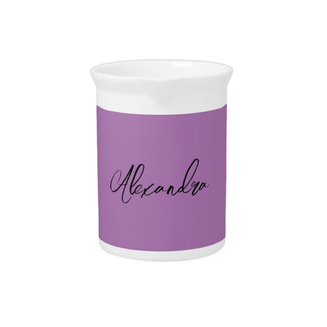 Minimalist Plain Calligraphy Own Name Lavender Beverage Pitcher (Front)
