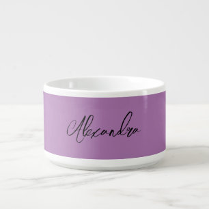 Minimalist Plain Calligraphy Own Name Lavender Bowl