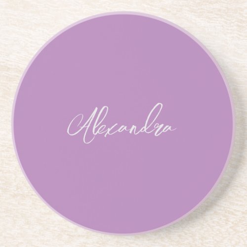 Minimalist Plain Calligraphy Own Name Lavender Coaster