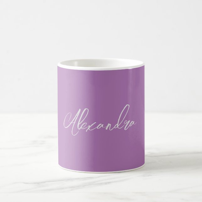 Minimalist Plain Calligraphy Own Name Lavender Coffee Mug (Center)
