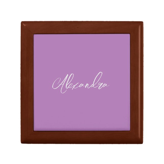 Minimalist Plain Calligraphy Own Name Lavender Gift Box (Front)