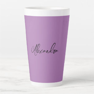 Minimalist Plain Calligraphy Own Name Lavender Latte Mug