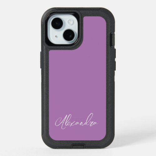 Minimalist Plain Calligraphy Own Name Lavender iPhone 15 Case