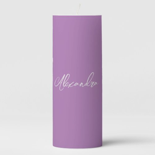 Minimalist Plain Calligraphy Own Name Lavender Pillar Candle