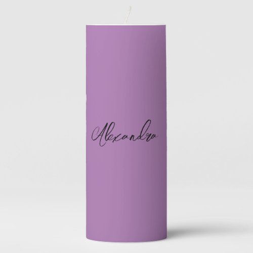Minimalist Plain Calligraphy Own Name Lavender Pillar Candle