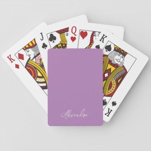 Minimalist Plain Calligraphy Own Name Lavender Poker Cards