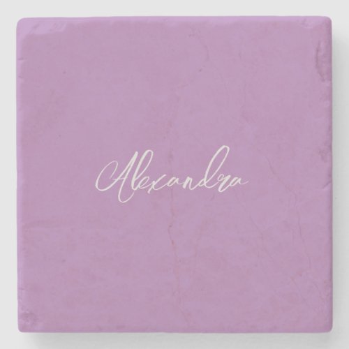 Minimalist Plain Calligraphy Own Name Lavender Stone Coaster