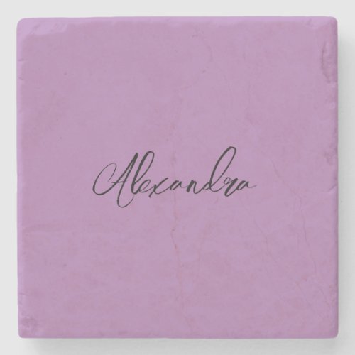 Minimalist Plain Calligraphy Own Name Lavender Stone Coaster