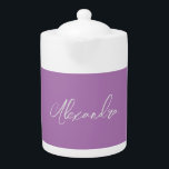 Minimalist Plain Calligraphy Own Name Lavender Teapot<br><div class="desc">There's no need for confusion. A plain,  simple,  innovative design. This is you.</div>