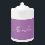 Minimalist Plain Calligraphy Own Name Lavender Teapot<br><div class="desc">There's no need for confusion. A plain,  simple,  innovative design. This is you.</div>