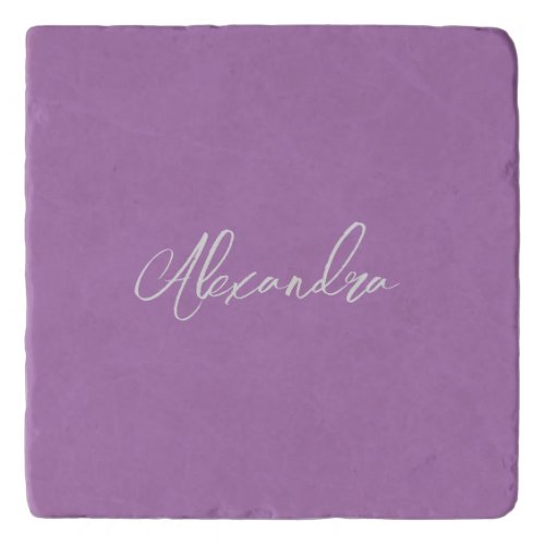 Minimalist Plain Calligraphy Own Name Lavender Trivet