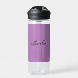 Minimalist Plain Calligraphy Own Name Lavender Water Bottle