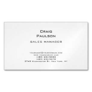 Minimalist Plain Classical Black & White Business Card Magnet