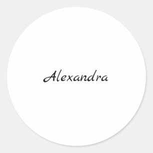 Minimalist Plain Classical Own Name Black White Classic Round Sticker