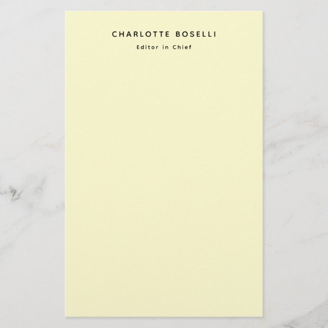 Minimalist Plain Classical Professional Cream Stationery (Front)