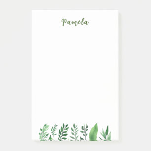 Minimalist Plain Cute Own Name Floral Greenery Post-it Notes