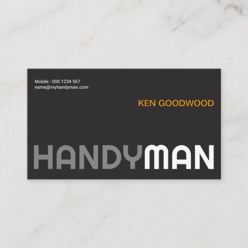 Minimalist Plain Dual Color Name Handyman Signage Business Card