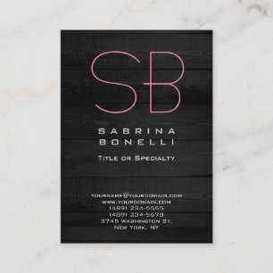 Minimalist Plain Elegant Gray Wood Monogram Business Card