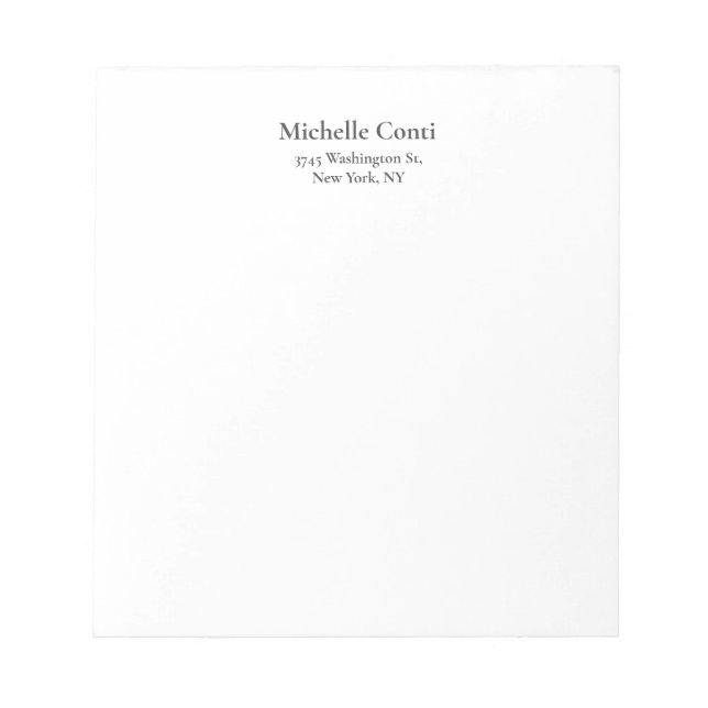 Minimalist Plain Elegant Legible Modern  Notepad (Front)