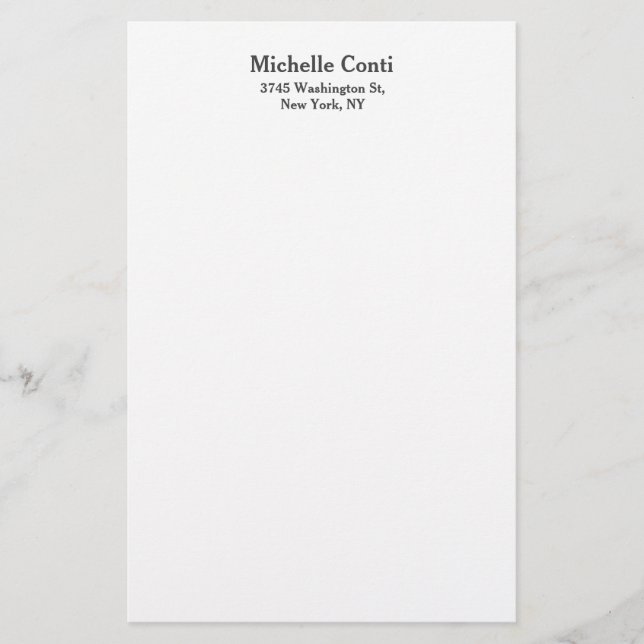 Minimalist Plain Elegant Legible Modern  Stationery (Front)