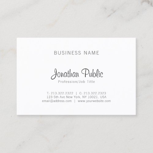 Minimalist Plain Elegant Professional Modern Sleek Business Card