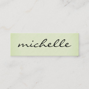 Minimalist Plain Green with Cursive Text Mini Business Card
