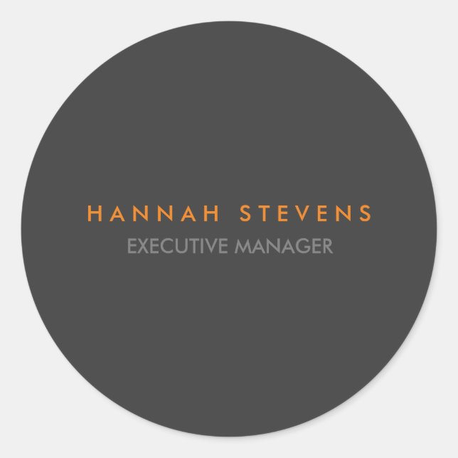 Minimalist Plain Grey Professional Modern Classic Round Sticker (Front)