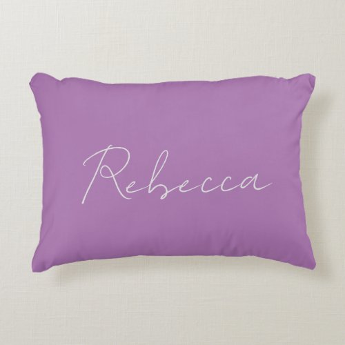 Minimalist Plain Handwritten Name Lavender Pink Accent Pillow