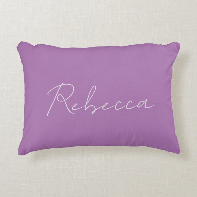 Minimalist Plain Handwritten Name Lavender Pink Accent Pillow (Front)