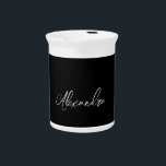 Minimalist Plain Handwritten Own Name Black Beverage Pitcher<br><div class="desc">There's no need for confusion. A plain,  simple,  innovative design. This is you.</div>