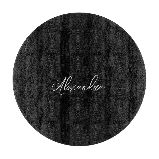 Minimalist Plain Handwritten Own Name Black Cutting Board (Front)