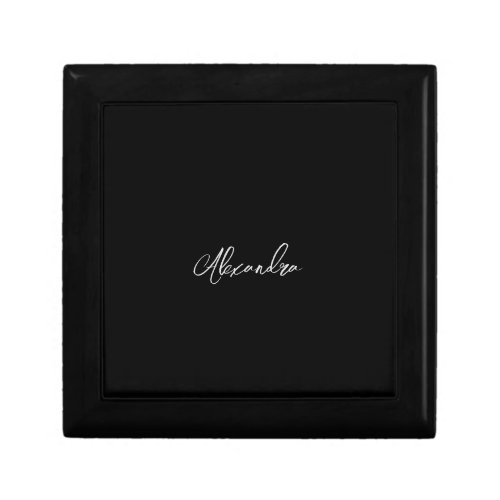 Minimalist Plain Handwritten Own Name Black Gift Box