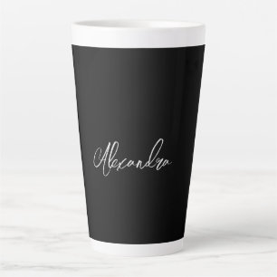 Minimalist Plain Handwritten Own Name Black Latte Mug